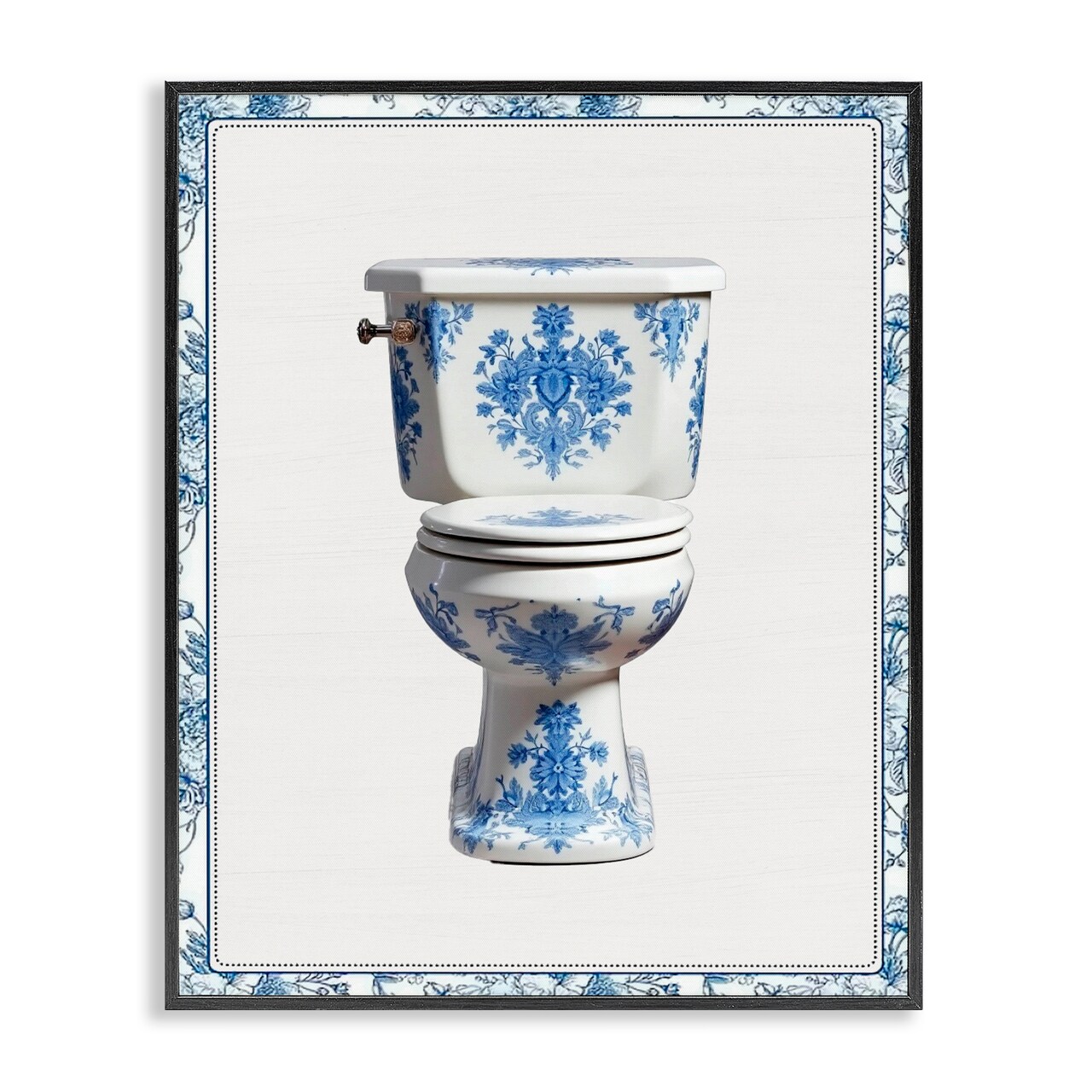 Stupell Industries Vintage Chinoiserie Toilet Framed Giclee, design by Lettered and Lined